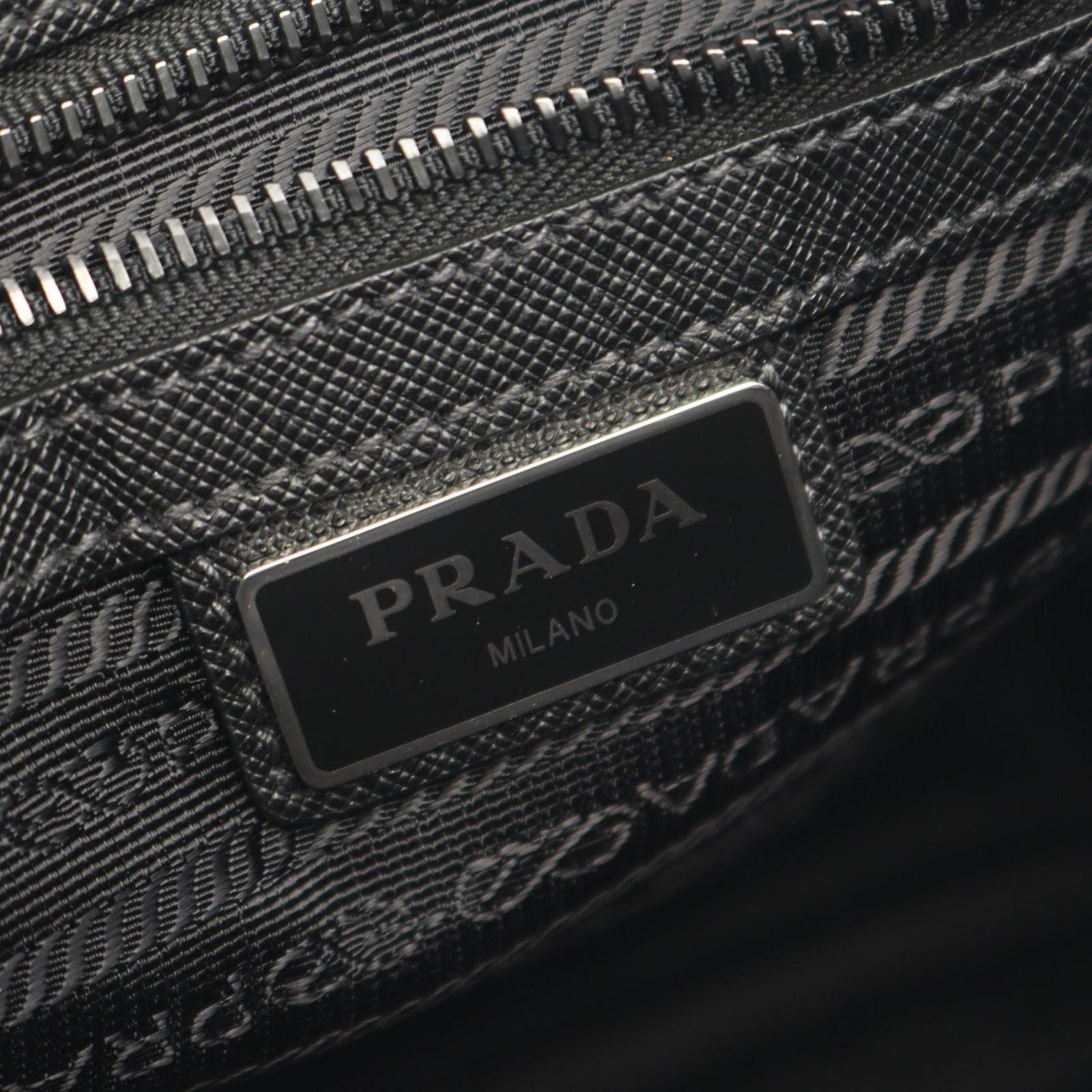 Prada Shoulder Bag Re-Nylon Black Nylon Saffiano Leather Triangle Logo — view 4