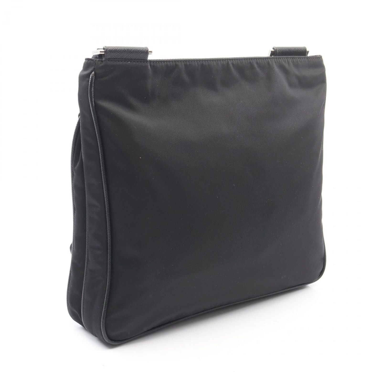 Prada Shoulder Bag Re-Nylon Black Nylon Saffiano Leather Triangle Logo — view 2