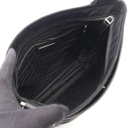 Prada Shoulder Bag Re-Nylon Black Nylon Saffiano Leather Triangle Logo — view 3