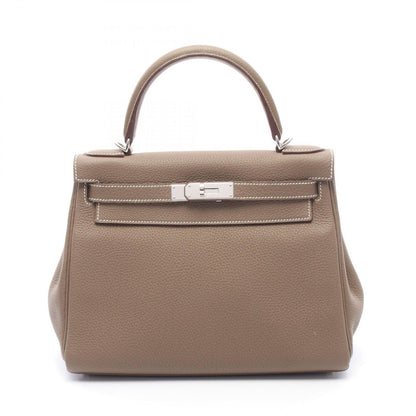 Hermes Handbag Kelly 28 Retourne 2-Way Etoupe Leather