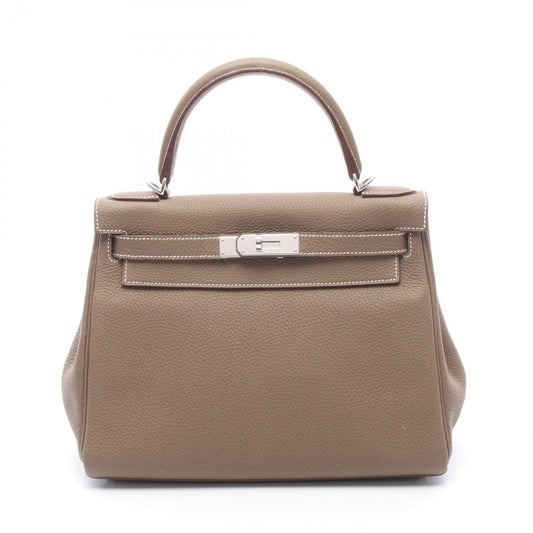 Hermes Handbag Kelly 28 Retourne 2-Way Etoupe Leather