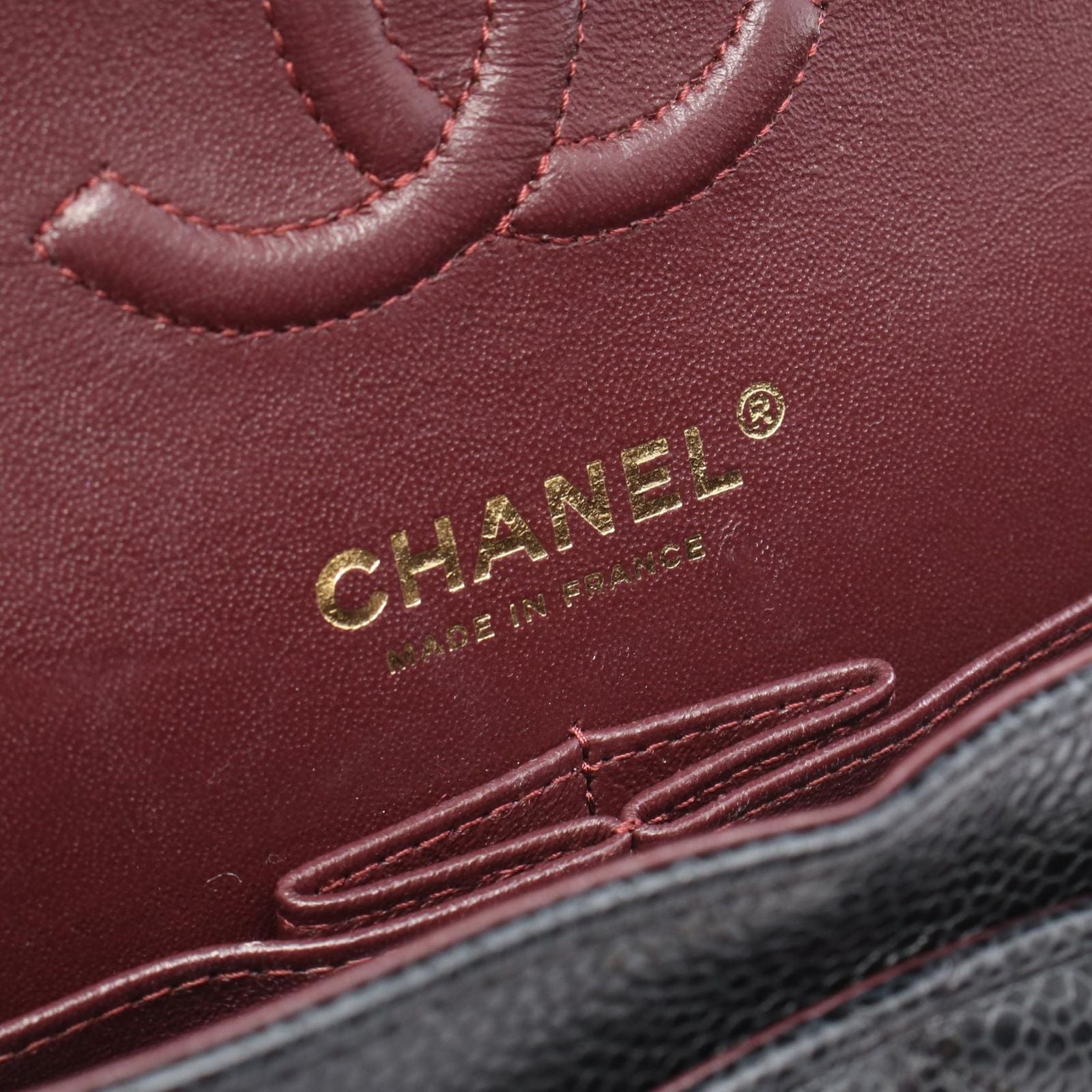 Chanel Shoulder Bag Quilted Double Flap Black Caviar Leather Chain — view 4