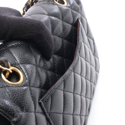 Chanel Shoulder Bag Quilted Double Flap Black Caviar Leather Chain — view 6