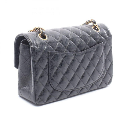Chanel Shoulder Bag Quilted Double Flap Black Caviar Leather Chain — view 2