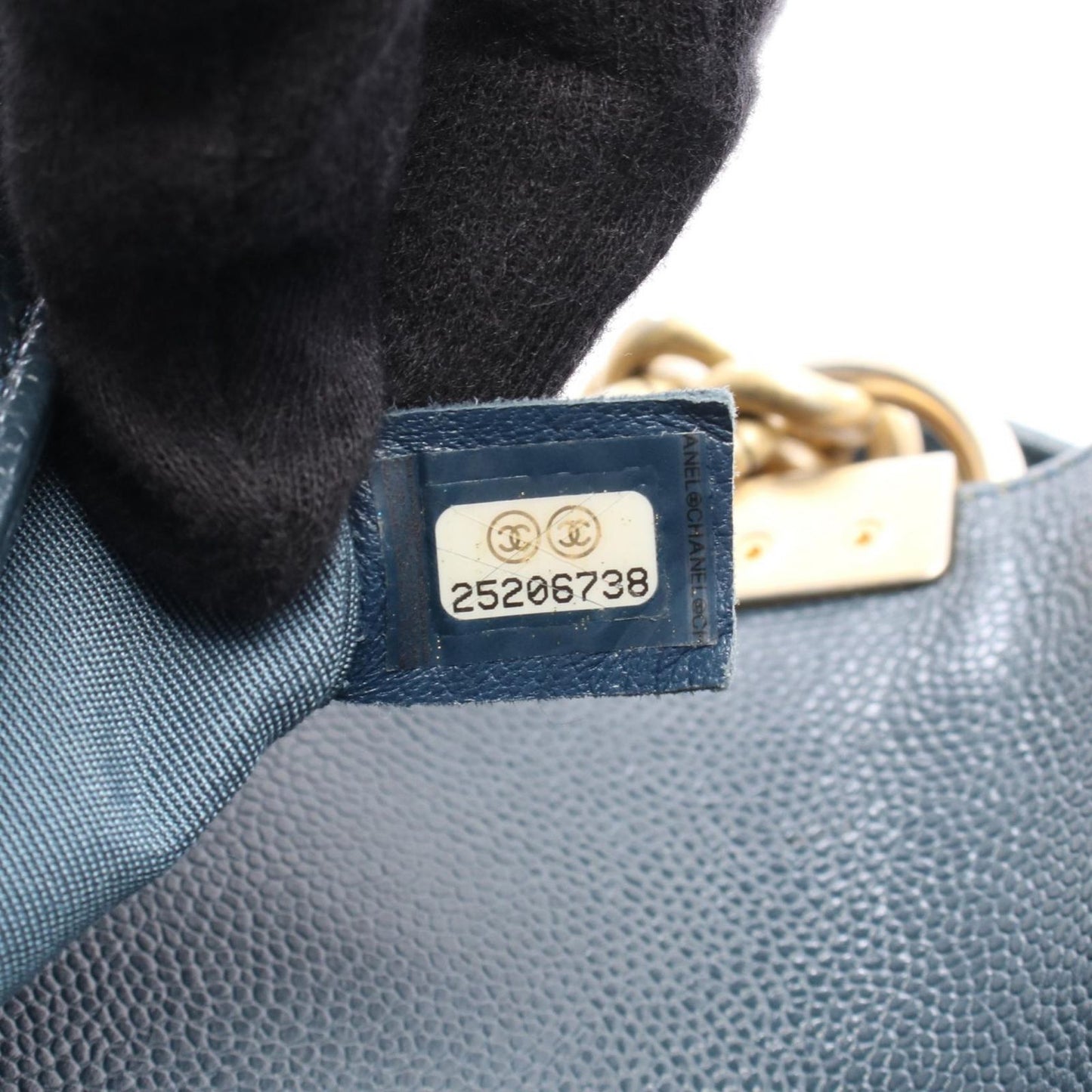 Chanel Shoulder Bag Blue Green Caviar Leather Stitch Chain — view 5