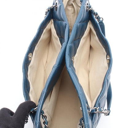 Chanel Tote Quilted Blue Caviar Leather CC Logo Chain — view 6