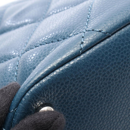 Chanel Tote Quilted Blue Caviar Leather CC Logo Chain — view 7