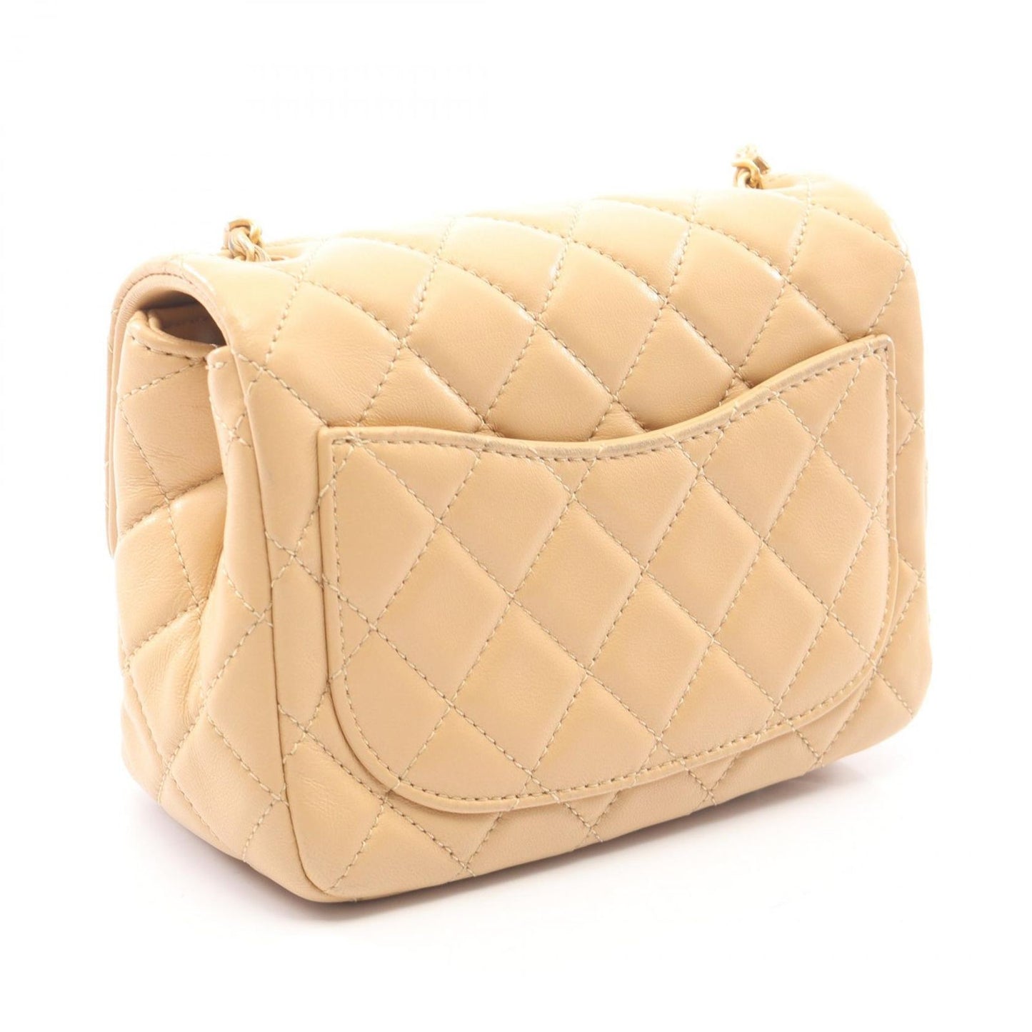 Chanel Shoulder Bag Quilted Beige Lambskin Mini Chain — view 2