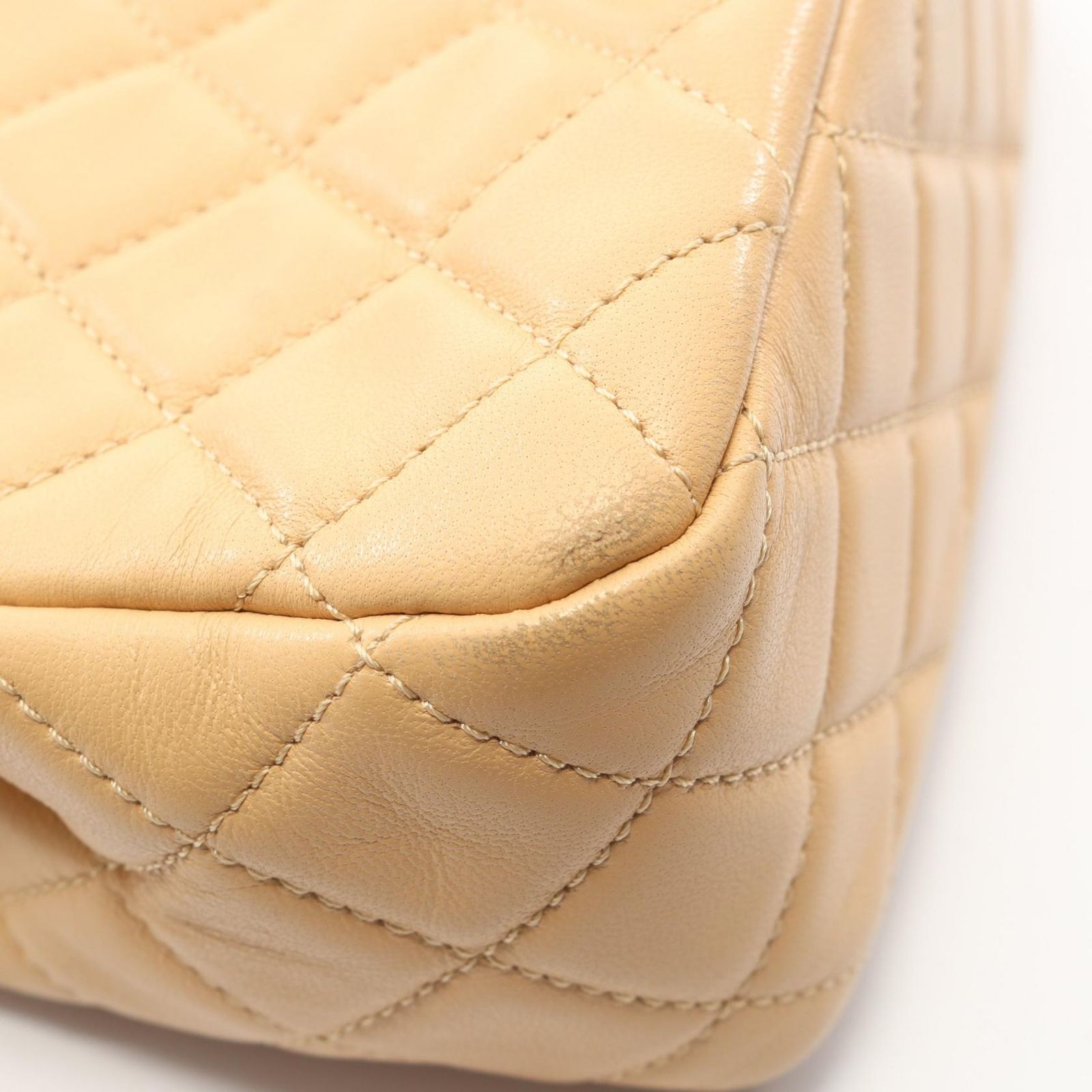Chanel Shoulder Bag Quilted Beige Lambskin Mini Chain — view 9