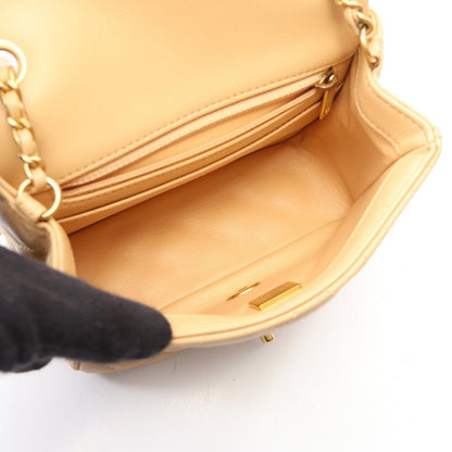 Chanel Shoulder Bag Quilted Beige Lambskin Mini Chain — view 3