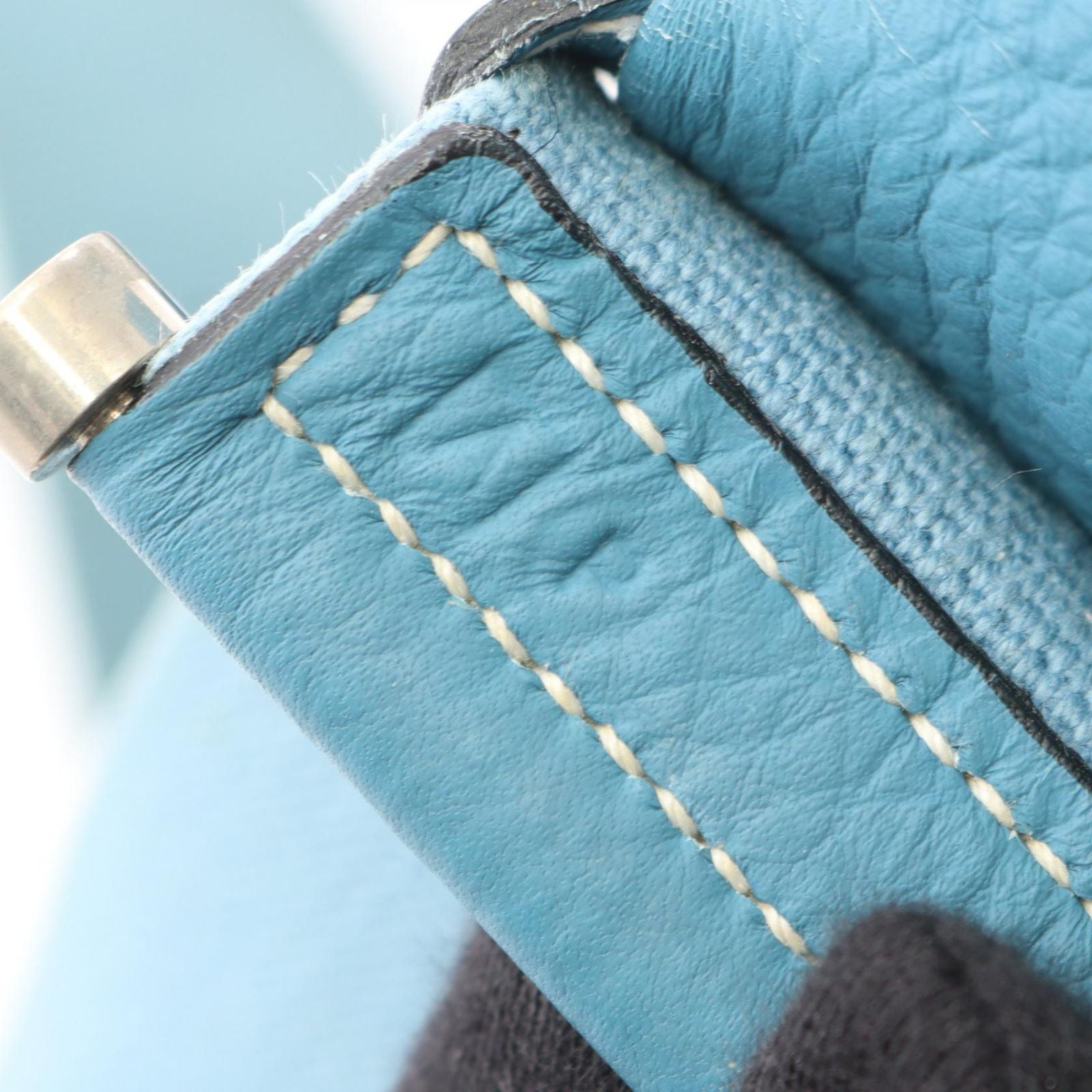 Hermes Shoulder Bag Saco Blue Jean Leather — view 5
