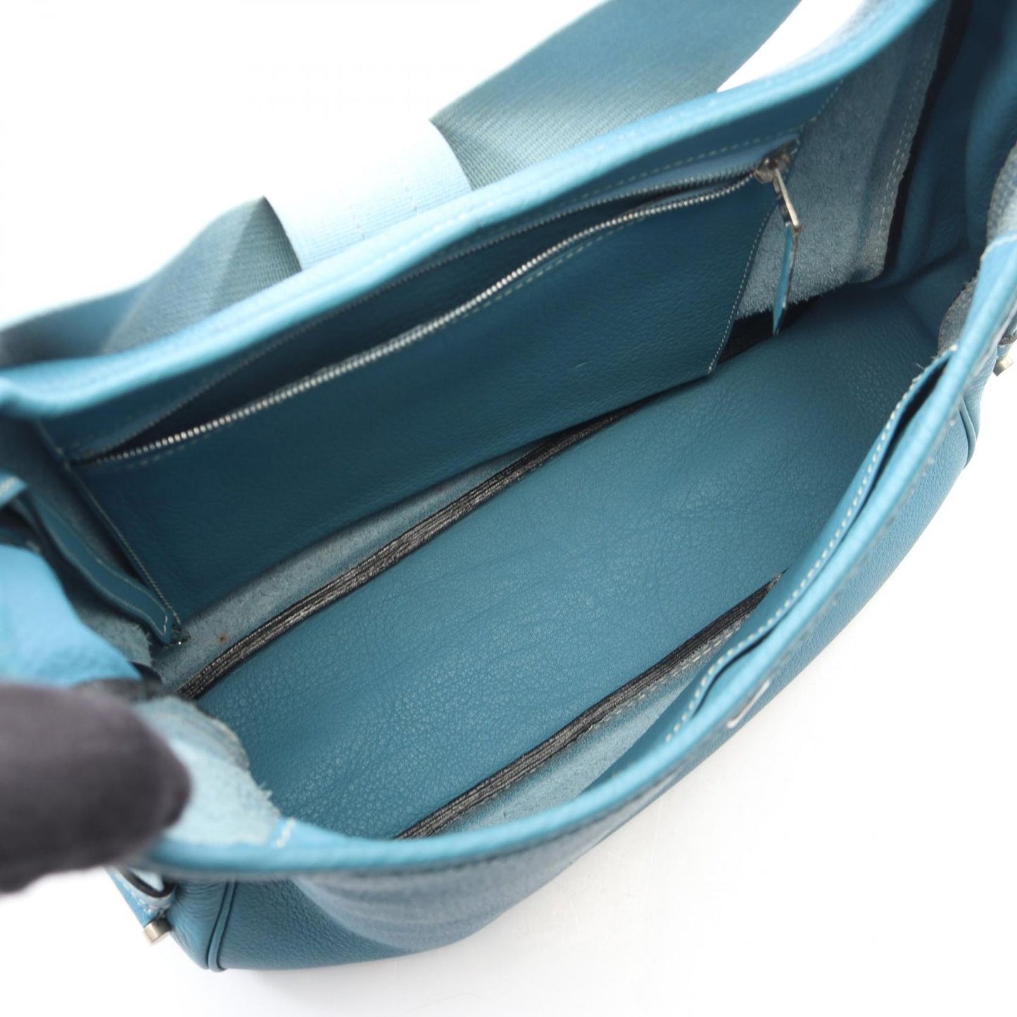Hermes Shoulder Bag Saco Blue Jean Leather — view 3