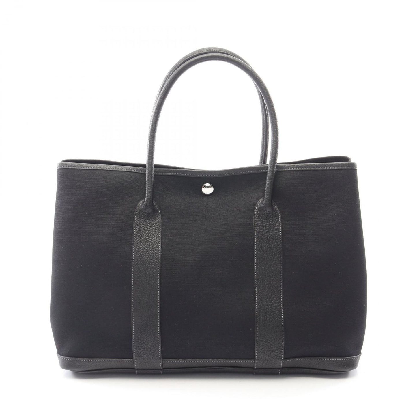 Hermes Tote Garden Party PM Black Canvas Leather