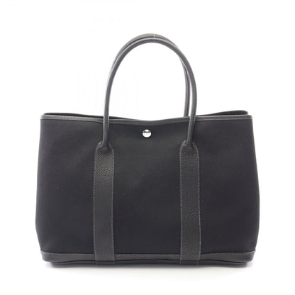 Hermes Tote Garden Party PM Black Canvas Leather