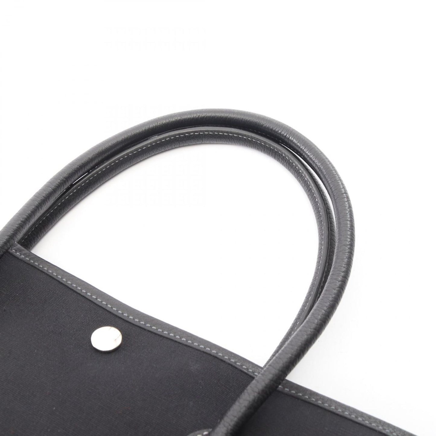 Hermes Tote Garden Party PM Black Canvas Leather — view 9