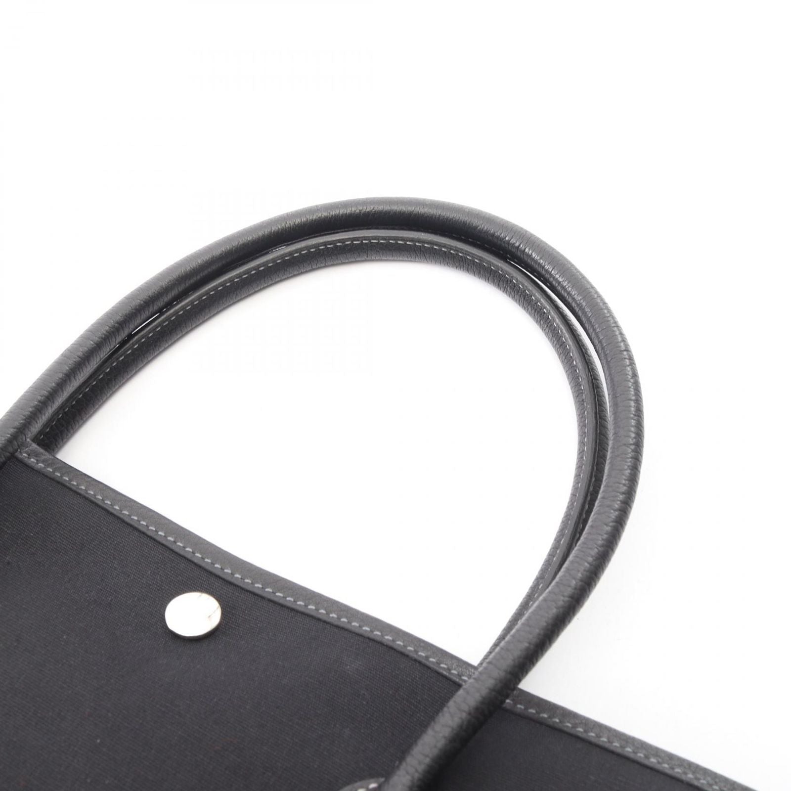 Hermes Tote Garden Party PM Black Canvas Leather — view 9
