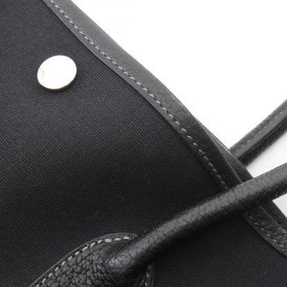 Hermes Tote Garden Party PM Black Canvas Leather — view 8