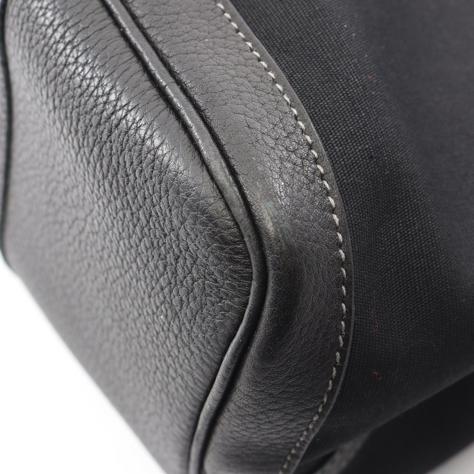 Hermes Tote Garden Party PM Black Canvas Leather — view 7