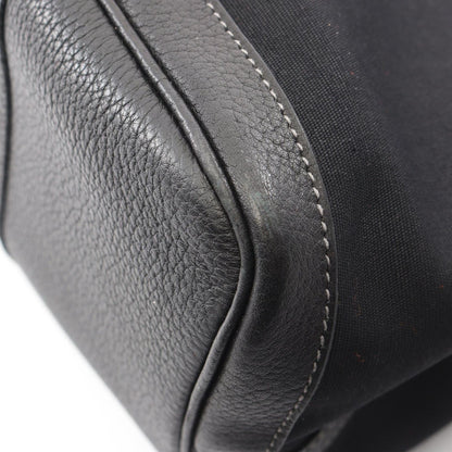 Hermes Tote Garden Party PM Black Canvas Leather — view 7