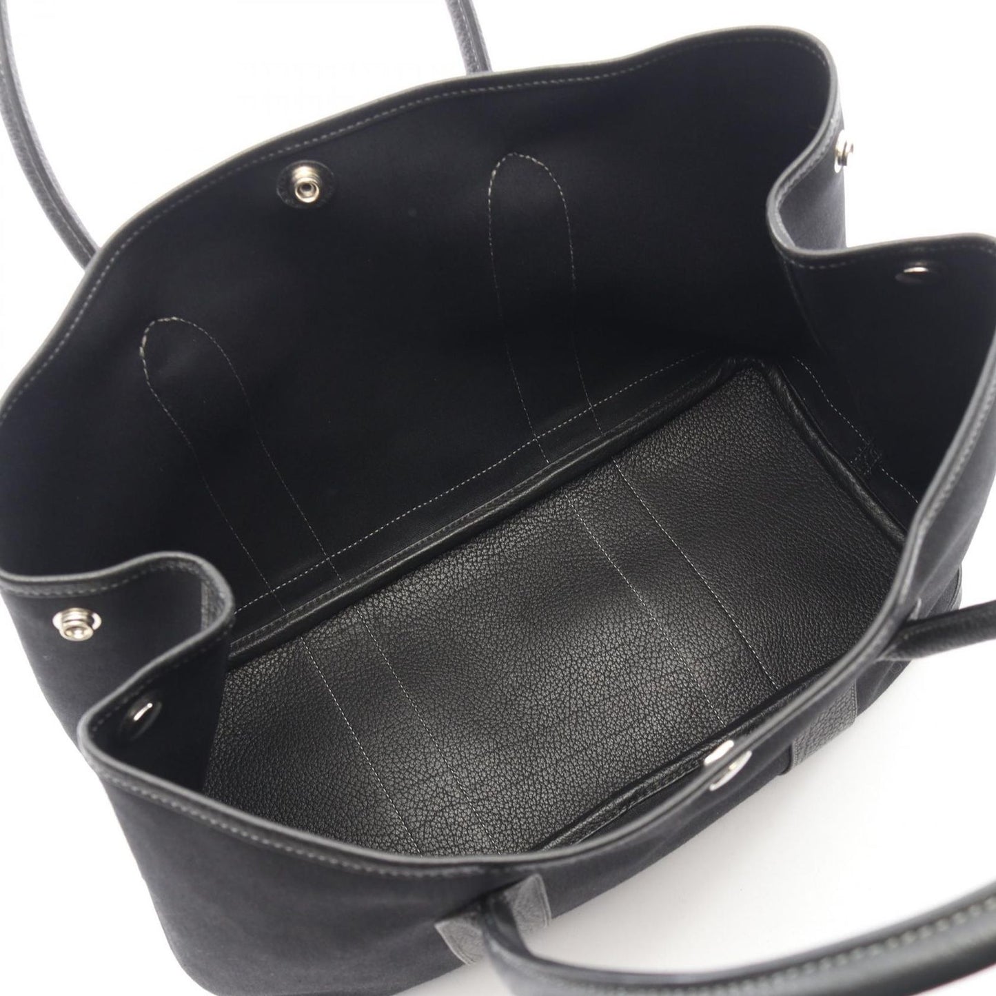 Hermes Tote Garden Party PM Black Canvas Leather — view 3