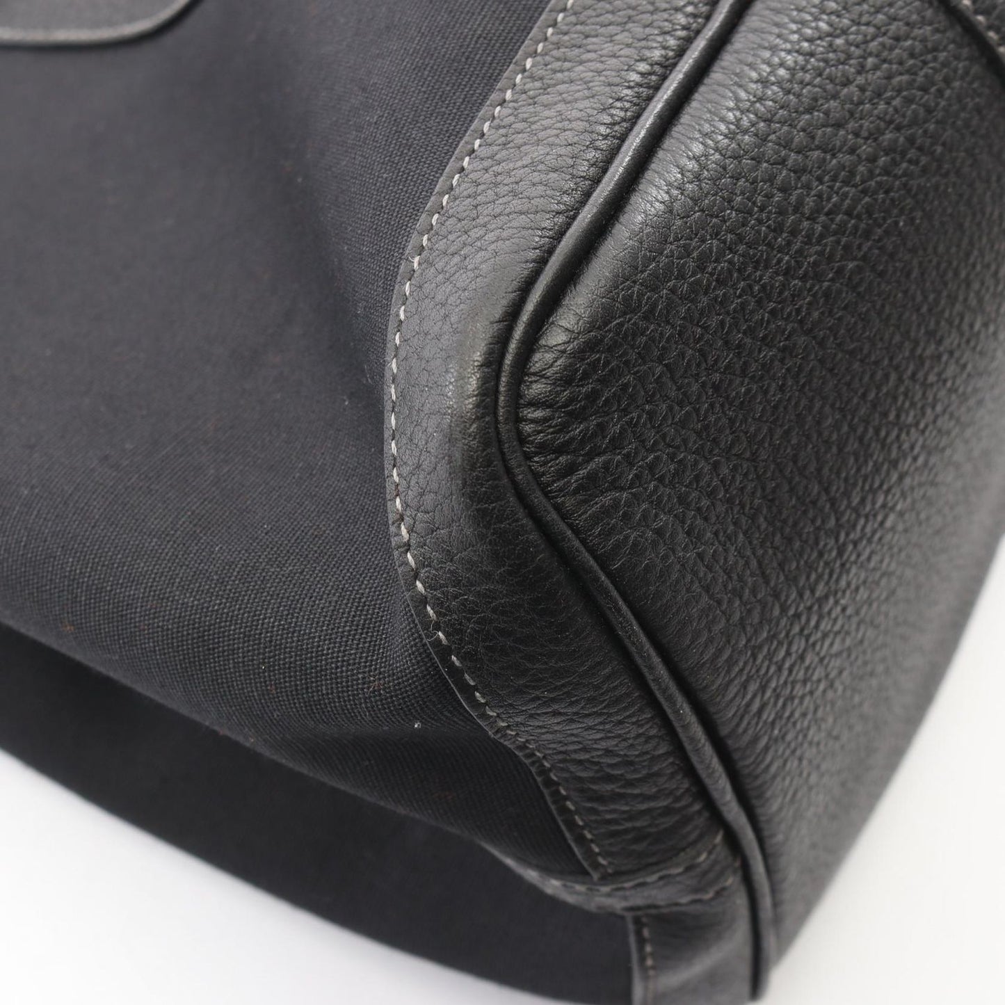 Hermes Tote Garden Party PM Black Canvas Leather — view 6