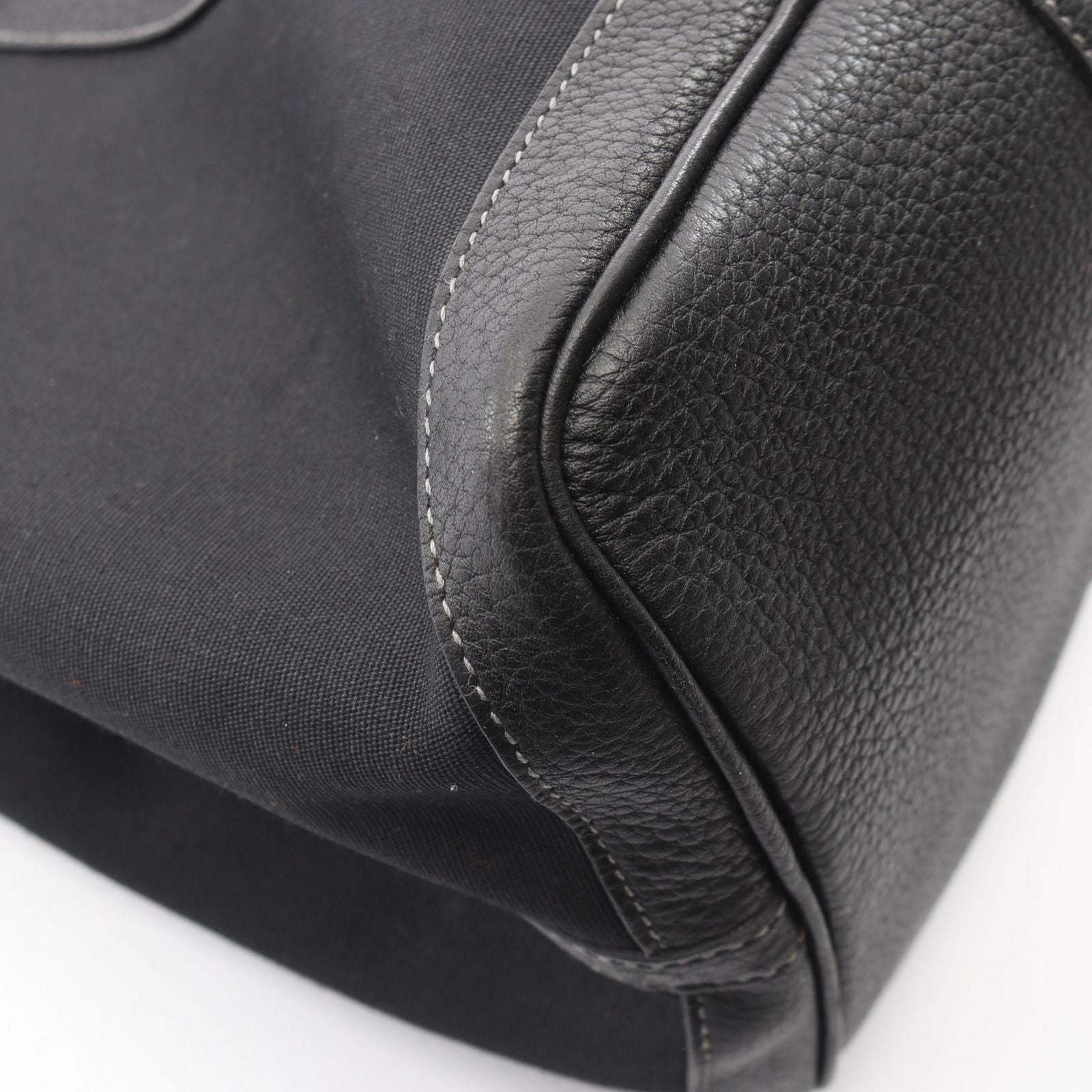 Hermes Tote Garden Party PM Black Canvas Leather — view 6