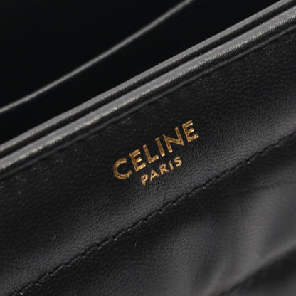Celine Shoulder Bag Monochrome Black Leather Matelasse Chain — view 4