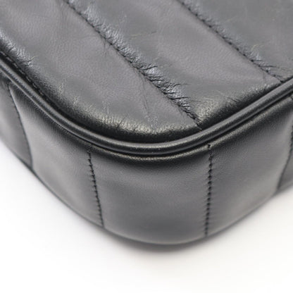 Celine Shoulder Bag Monochrome Black Leather Matelasse Chain — view 7