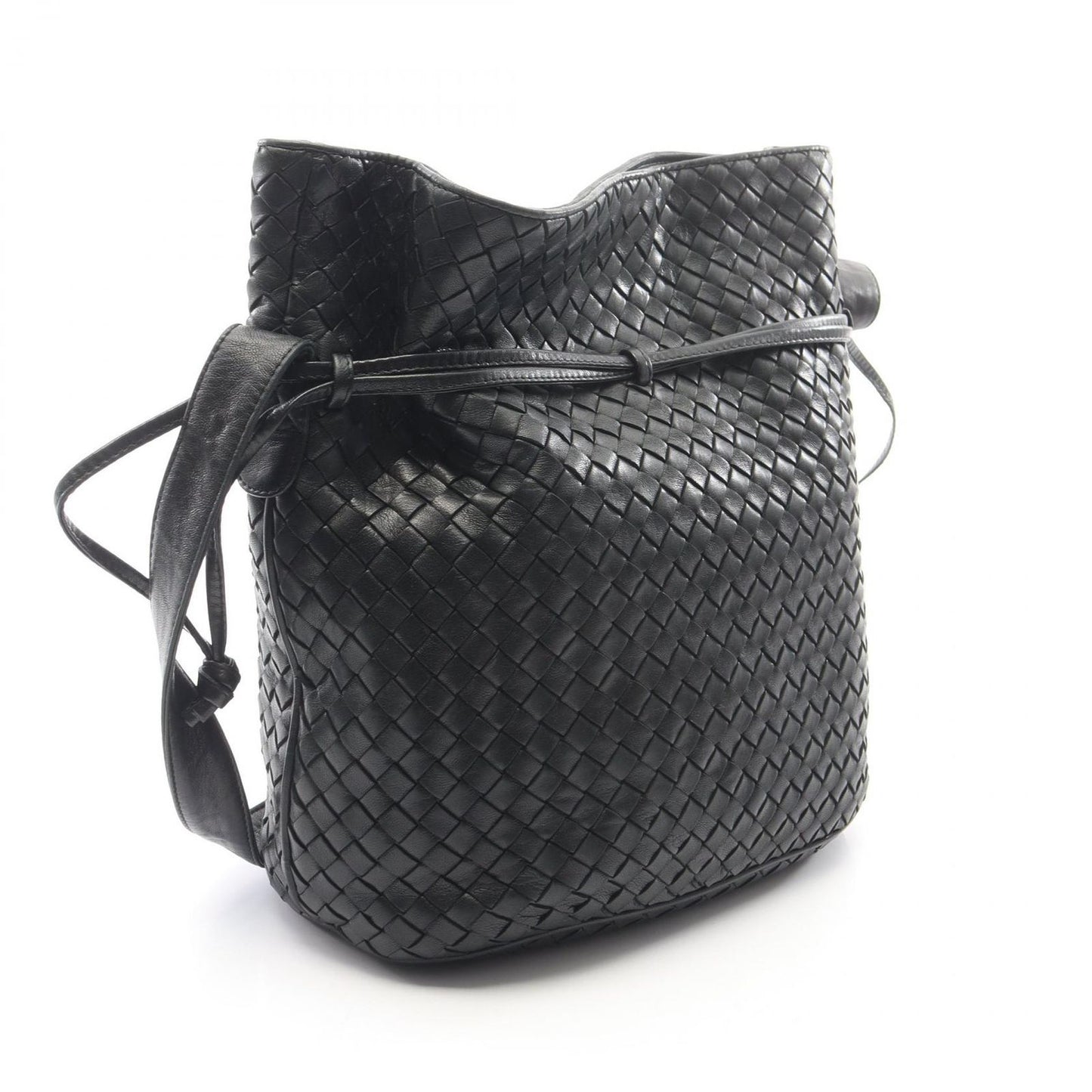 Bottega Veneta Shoulder Bag Intrecciato Drawstring Black Leather — view 2