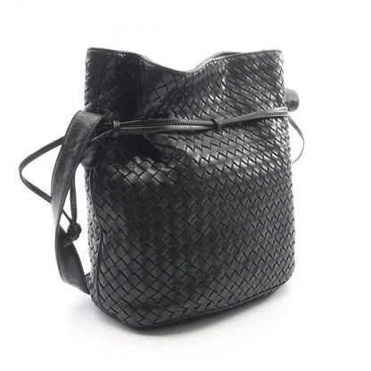 Bottega Veneta Shoulder Bag Intrecciato Drawstring Black Leather — view 2