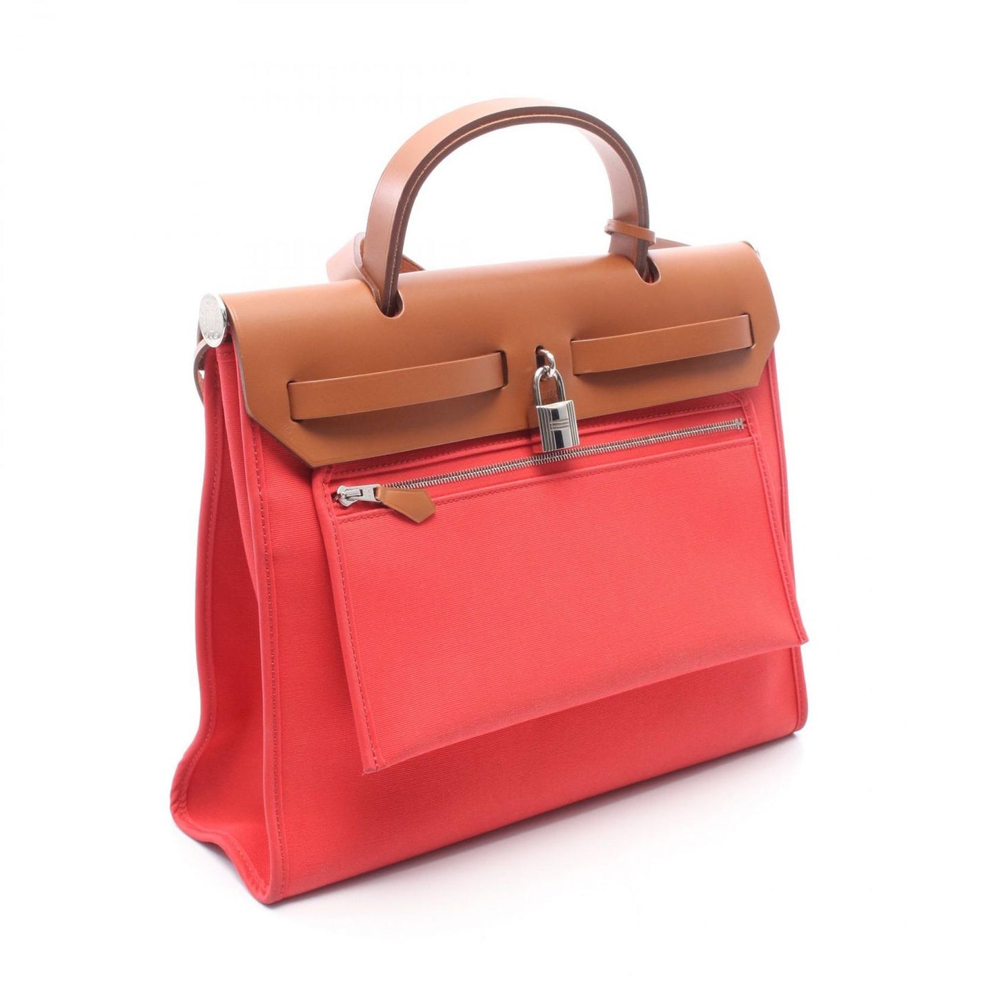 Hermes Handbag Herbag Zip PM 2-Way Bougainvillea Natural Canvas Leather — view 2