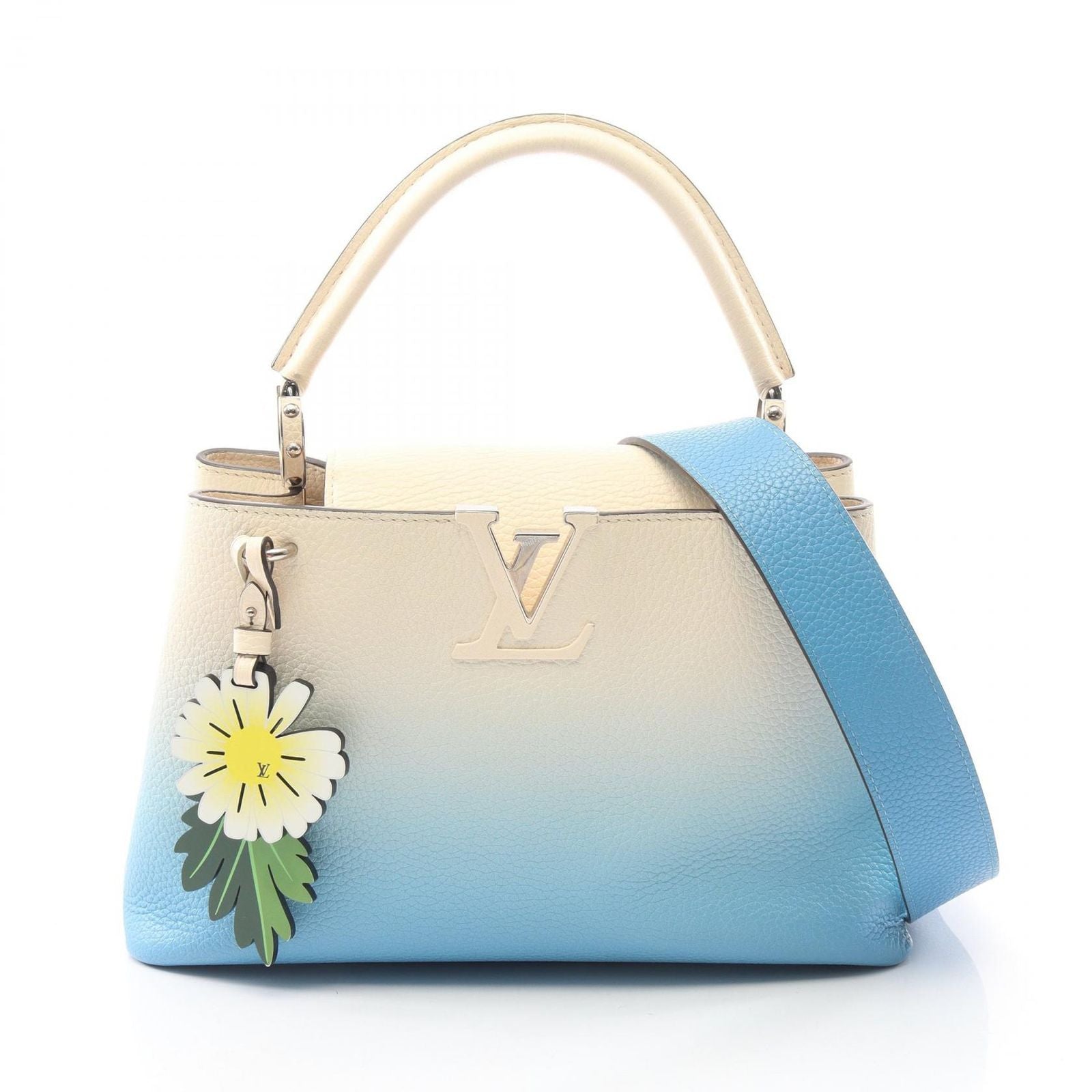 Louis Vuitton Handbag Capucines MM 2-Way Blue White Leather