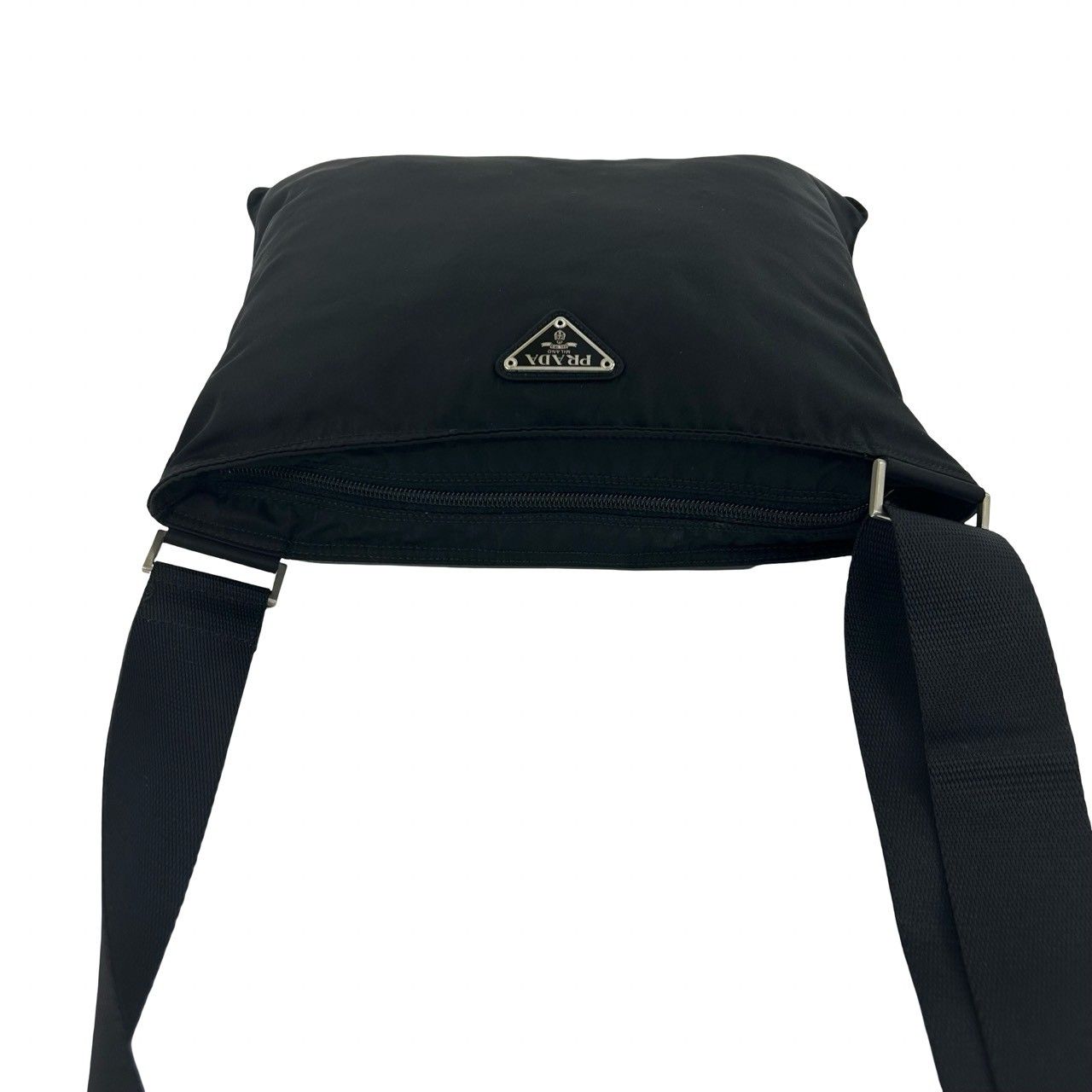 Prada Nylon Leather Shoulder Bag Crossbody Pochette Black — view 4