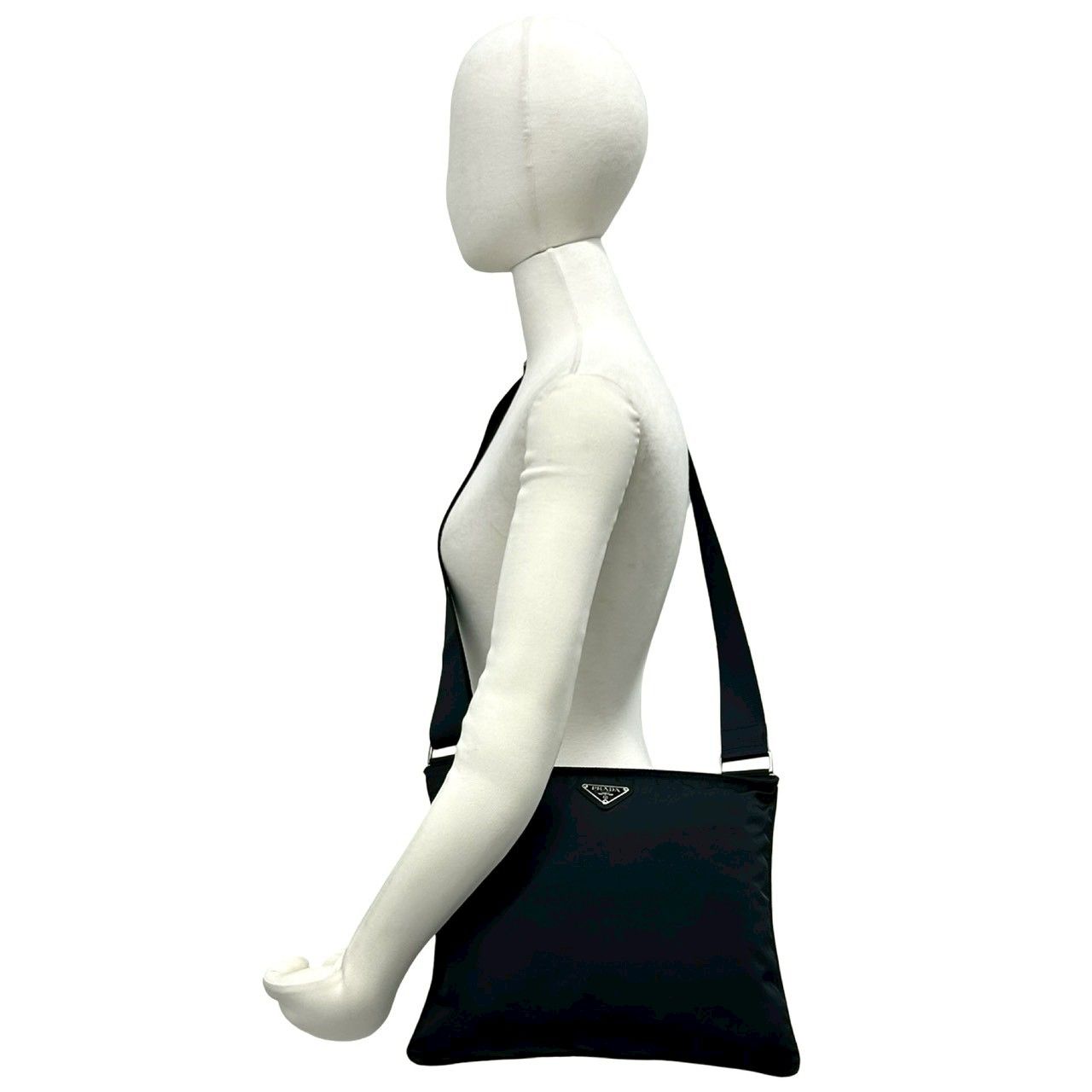 Prada Nylon Leather Shoulder Bag Crossbody Pochette Black — view 2