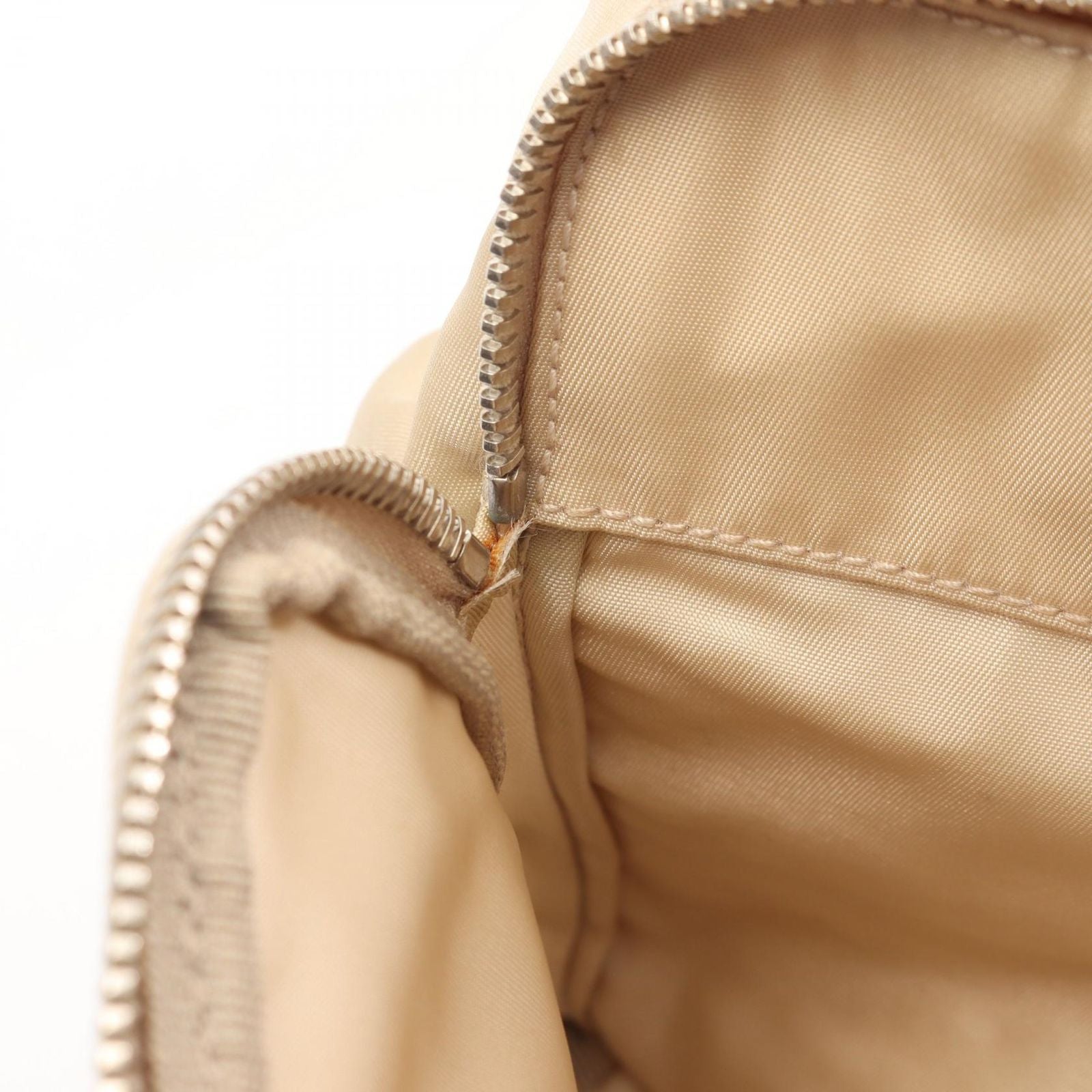 Prada Shoulder Bag Triangle Plate Beige White Nylon Leather — view 9