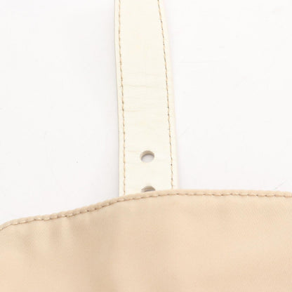 Prada Shoulder Bag Triangle Plate Beige White Nylon Leather — view 8