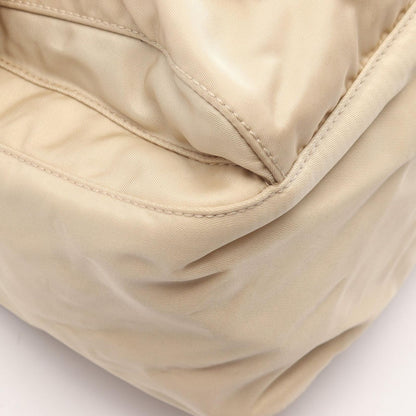 Prada Shoulder Bag Triangle Plate Beige White Nylon Leather — view 5