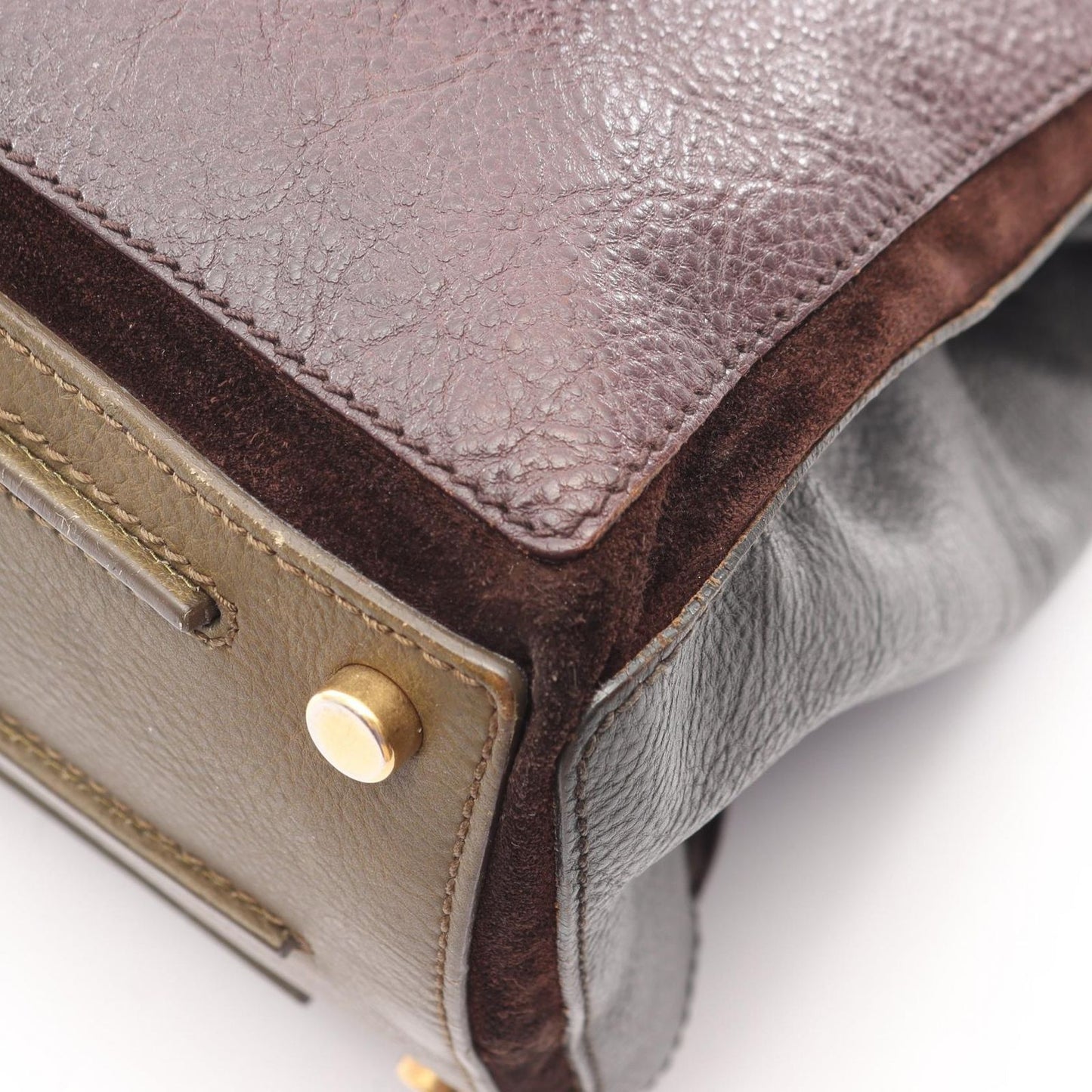 Saint Laurent Handbag Muse Two Khaki Gray Bordeaux Leather Hand — view 5