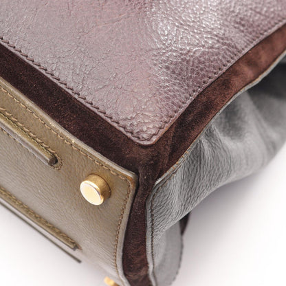 Saint Laurent Handbag Muse Two Khaki Gray Bordeaux Leather Hand — view 5