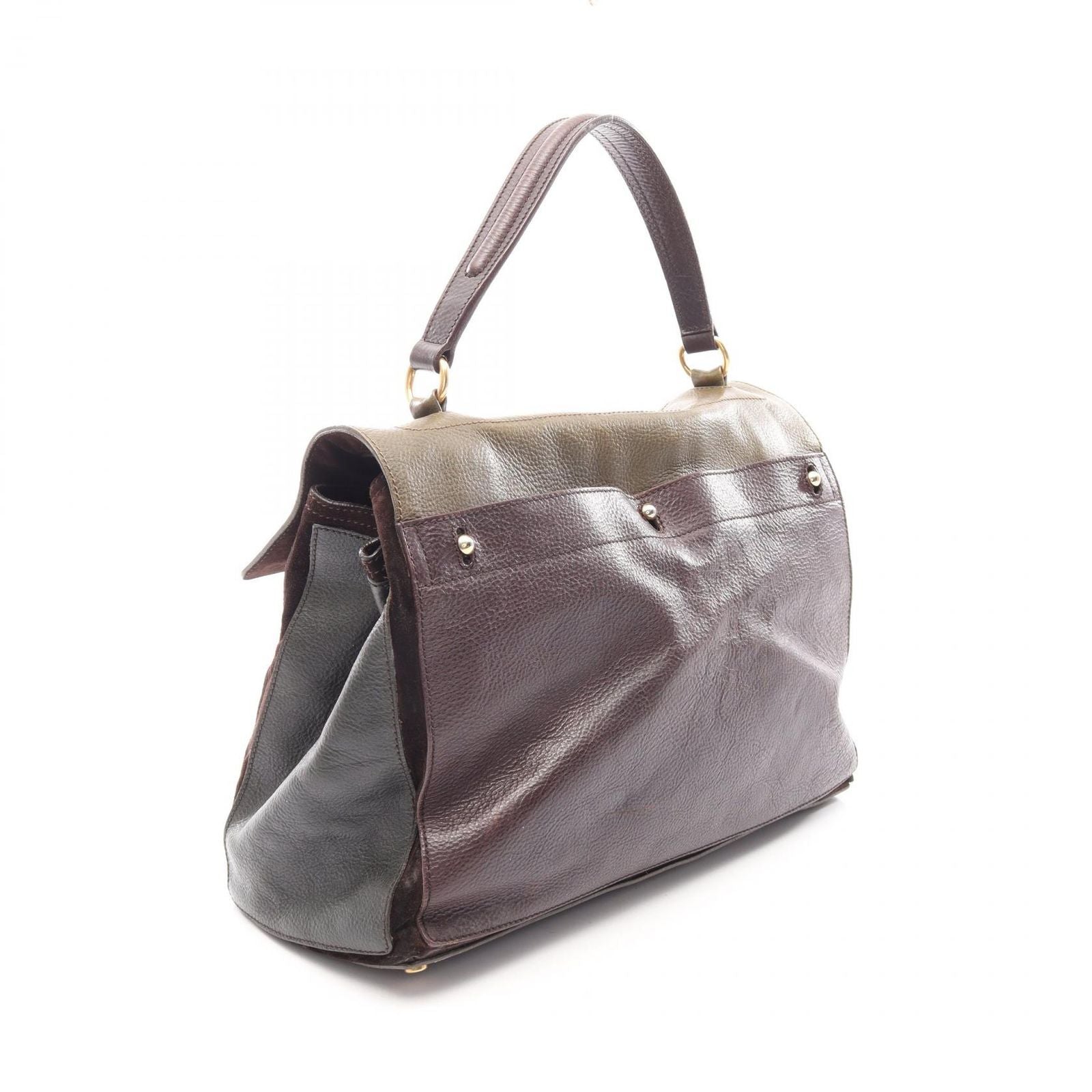 Saint Laurent Handbag Muse Two Khaki Gray Bordeaux Leather Hand — view 2
