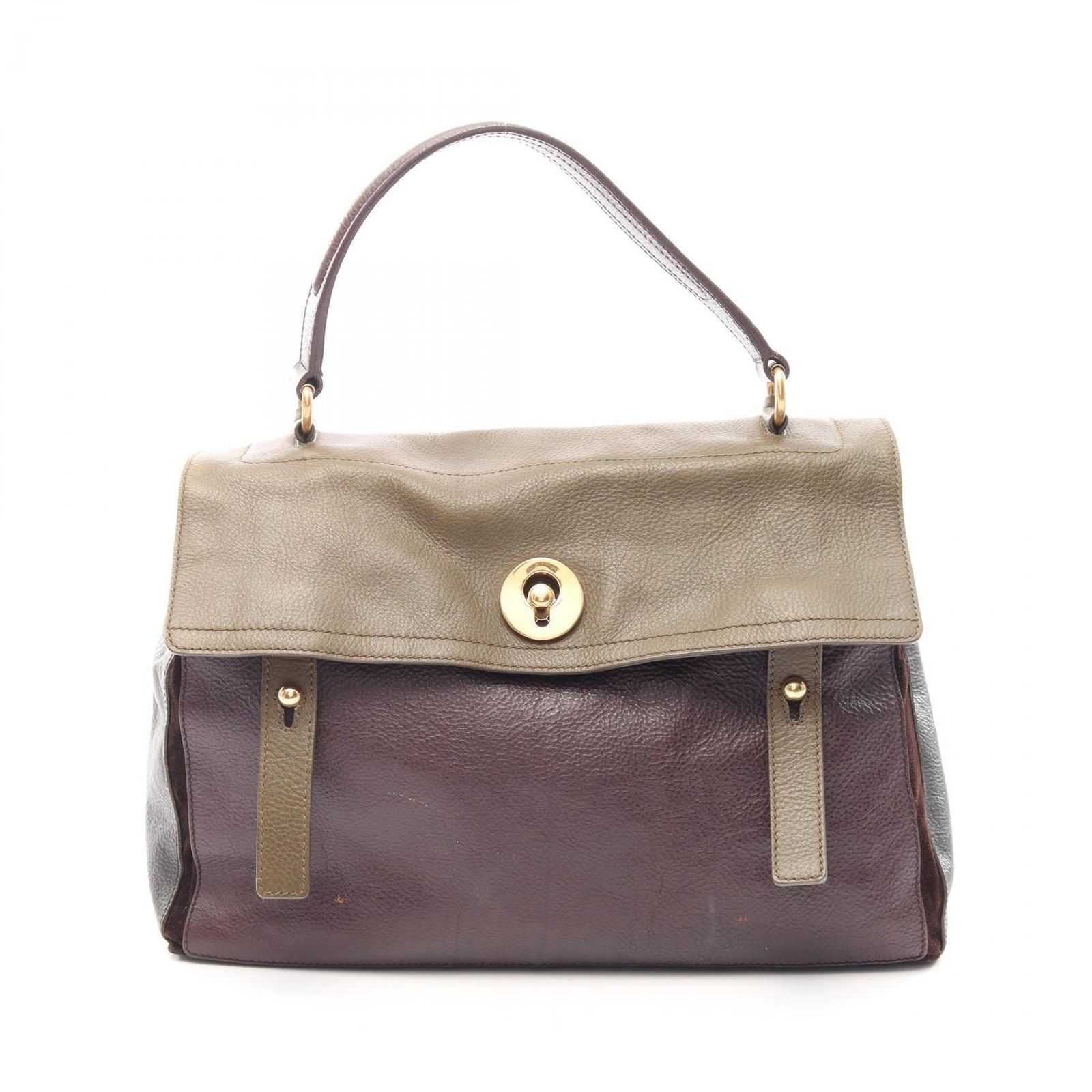 Saint Laurent Handbag Muse Two Khaki Gray Bordeaux Leather Hand