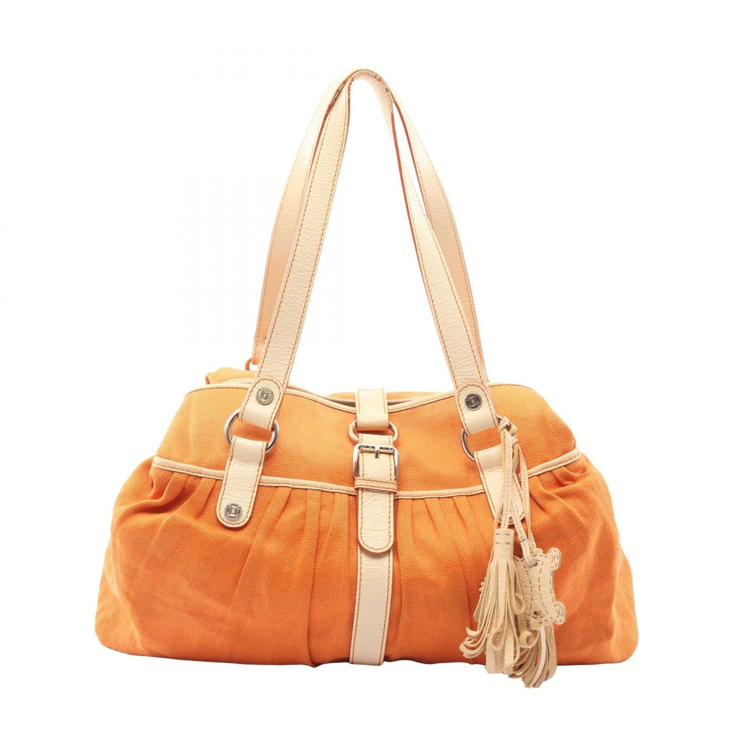 Celine Shoulder Bag Orange Canvas Leather
