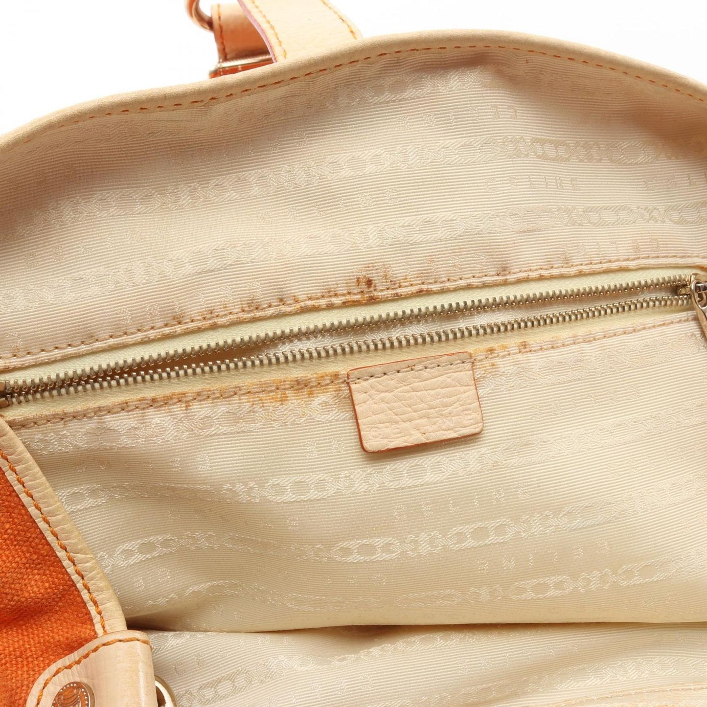 Celine Shoulder Bag Orange Canvas Leather — view 5