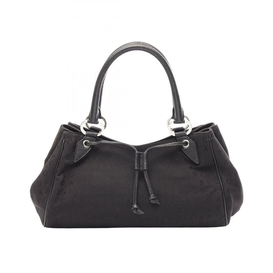 Bvlgari Handbag Logo Mania Black Canvas Leather