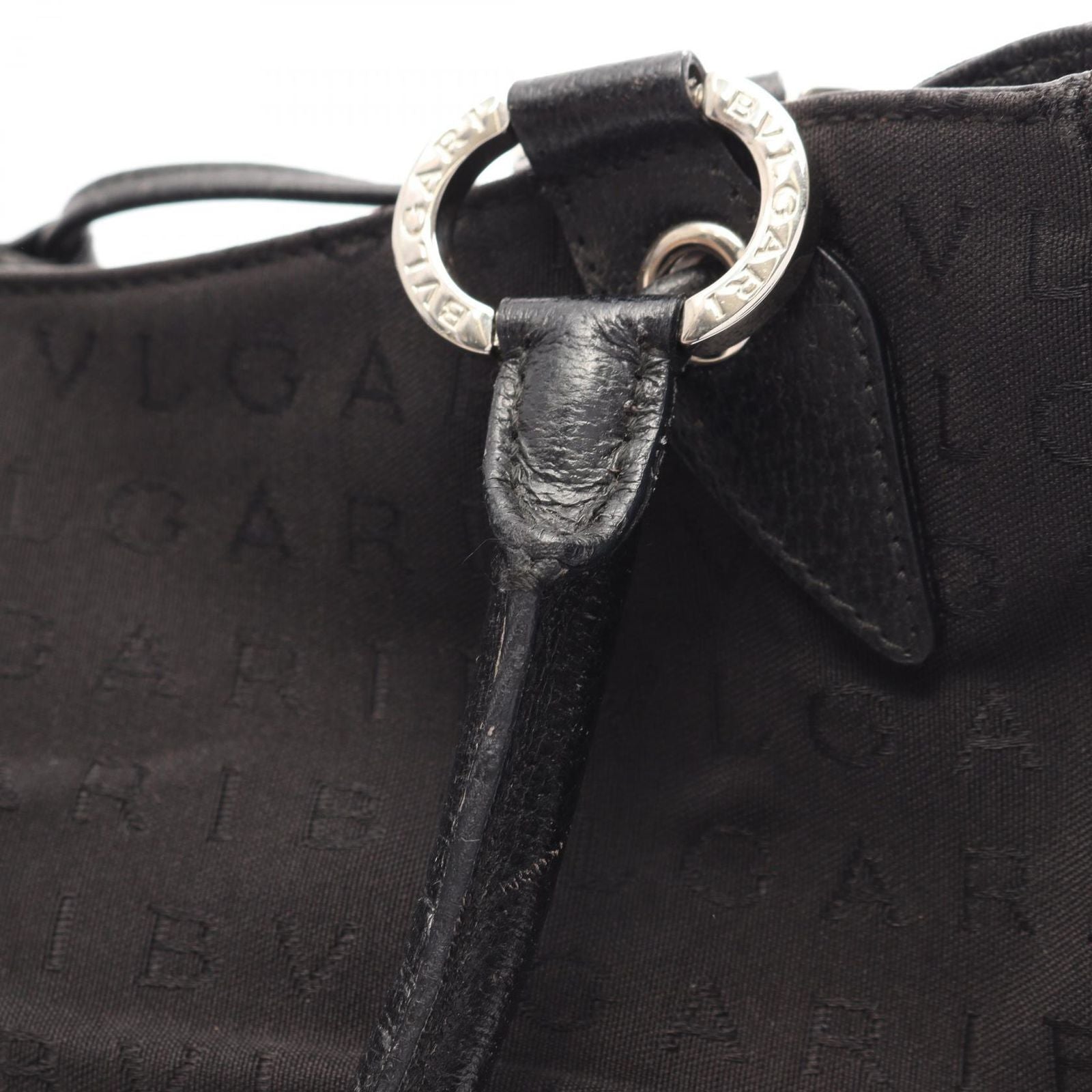 Bvlgari Handbag Logo Mania Black Canvas Leather — view 7