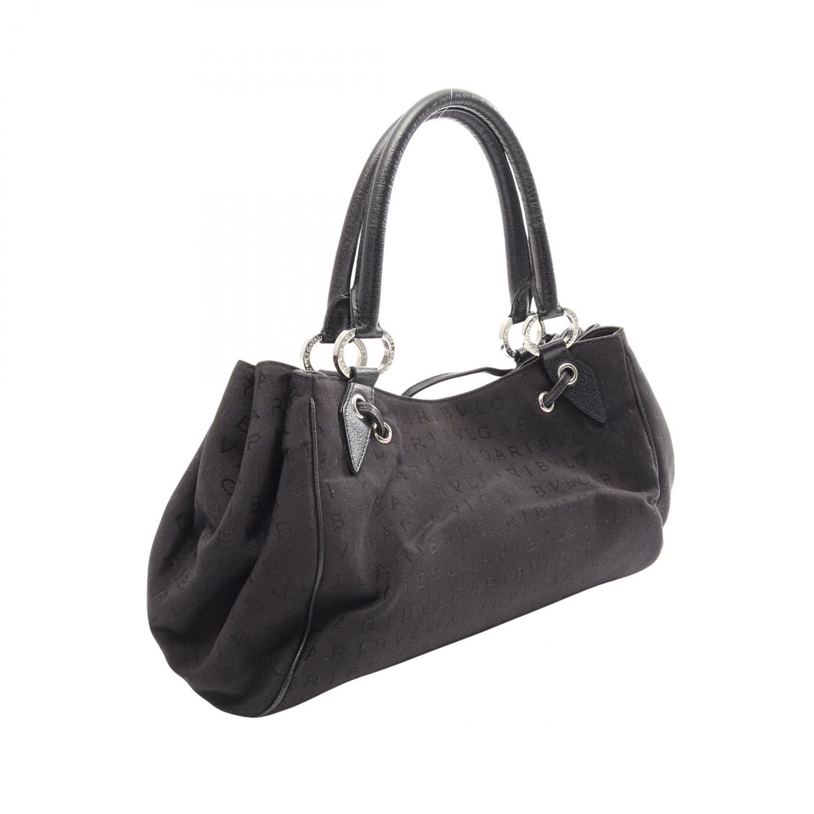 Bvlgari Handbag Logo Mania Black Canvas Leather — view 2