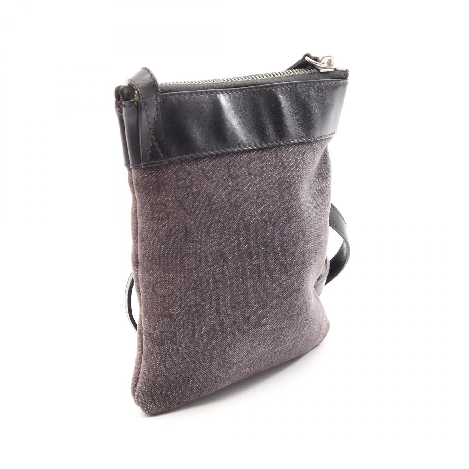 Bvlgari Shoulder Bag Logo Mania Mini Black Canvas Leather — view 2
