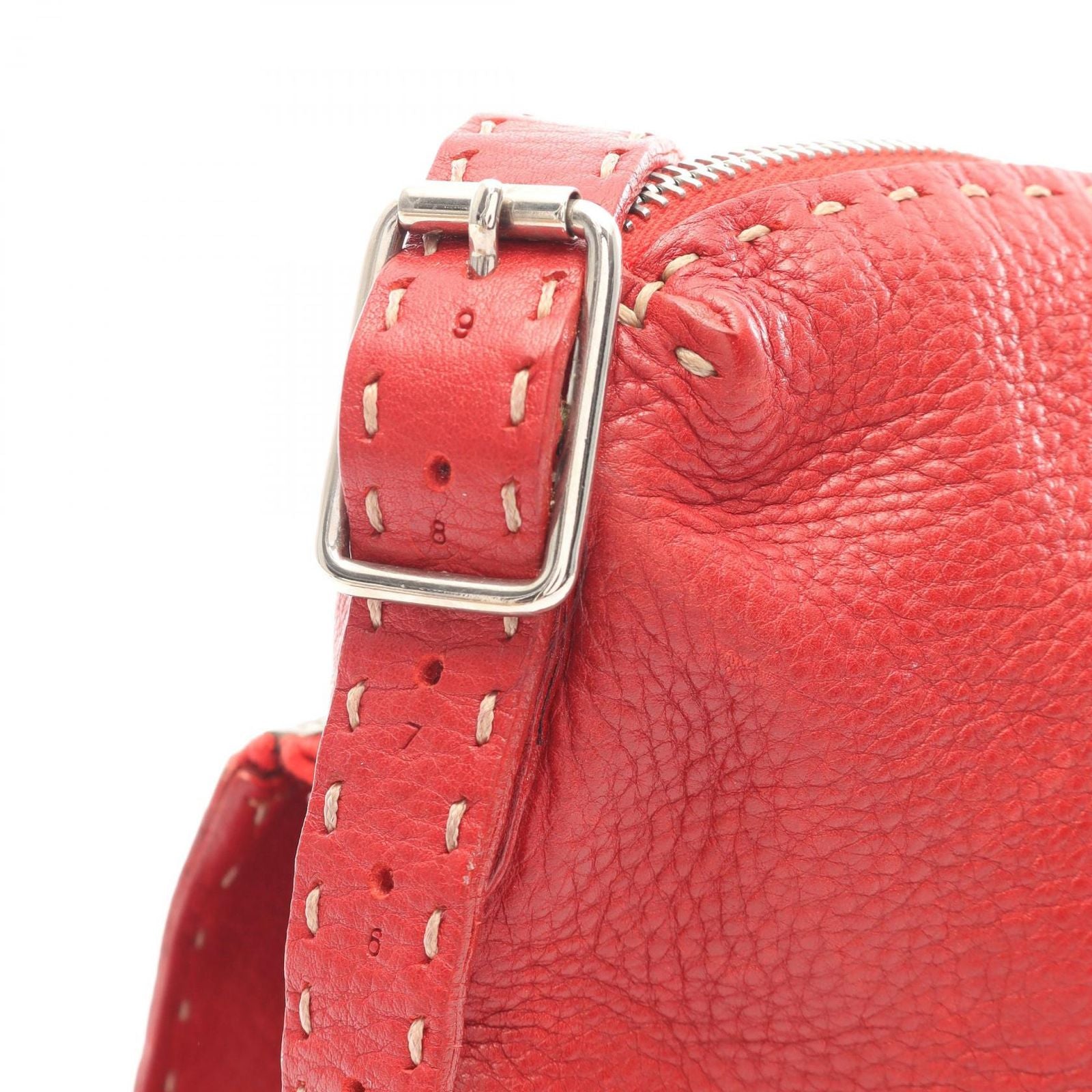 Fendi Shoulder Bag Selleria Red Leather — view 6