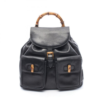 Gucci Backpack Bamboo 003 Black Leather
