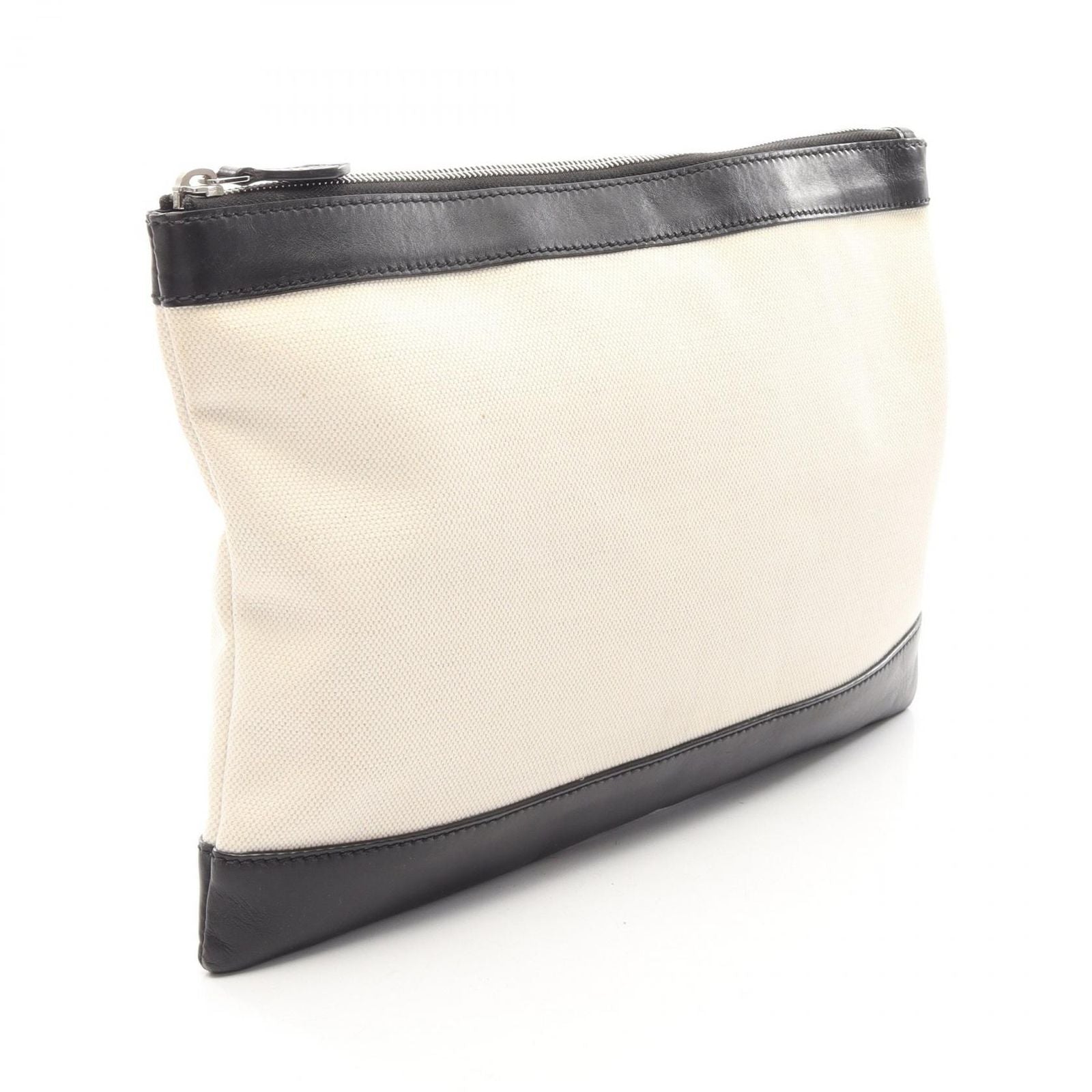 Balenciaga Clutch Navy Clip M Black Ivory Canvas Leather — view 2